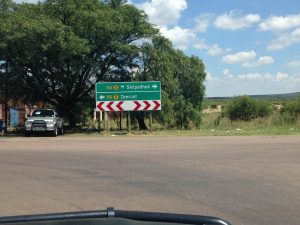 Day 2 - Dog pee and police clearance Road sign to the Skilpadshek Border