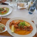 Grilled Prawns with rice and salad